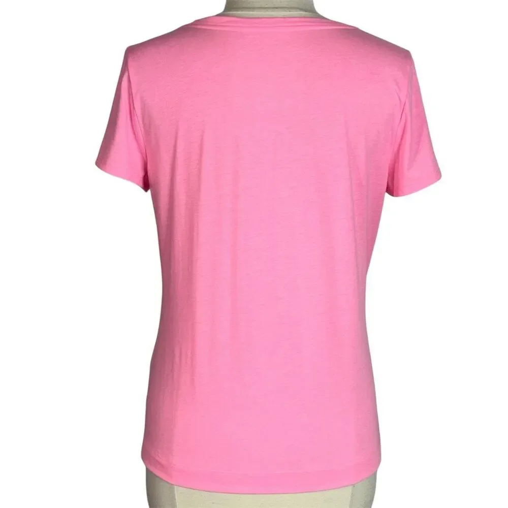 🚫SOLD🚫 Lilly Pulitzer Women's Rexa Square Neck Stretch Pink Short Sleeve Top - Picture 2 of 8